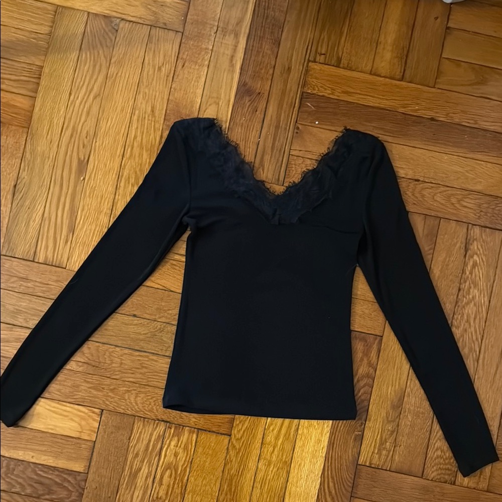 Elegant Black Lace Trim Top